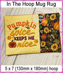 mug rug in the hoop embroidery design