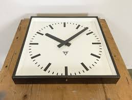 large dark grey square wall clock from