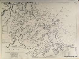 Antique Map Boston Nautical Harbor Chart Black And White