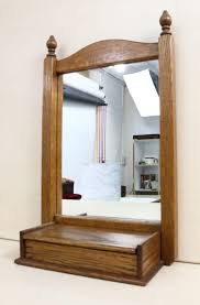 Vintage Oak Wall Mirror With Comb