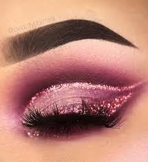 glittery pink eye makeup look