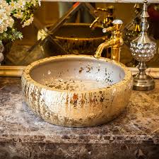 gold jingdezhen bathroom ceramic sink