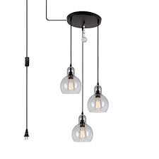 Hmvpl 3 Lights Plug In Glass Chandelier Pendant Light With 16 Ft Hanging Cord And In Line On Off Toggle Switch Antique Lighting Fixture For Living Room Dining Room Kitchen Island Table Hallway Description Hmvpl S Promise