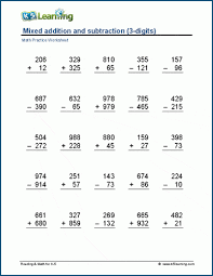 and subtraction 3 digits worksheets
