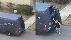 Amazon agent sacked after video of woman leaving his delivery van goes  viral - WATCH