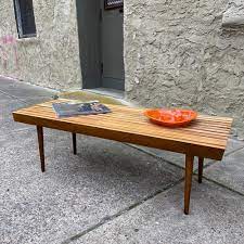 Coffee Table Danish Modern Slat Bench