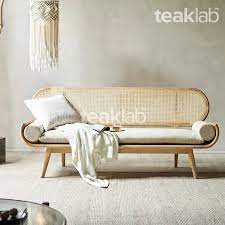 rustic rattan sofa in teak frame