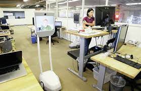 employees use robots to beam into work