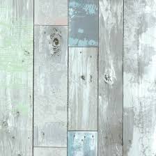 Weathered Wood Plank Panel Wallpaper