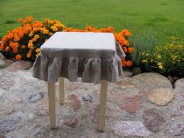 Ruffled Stool Seat Covers Linen Chair