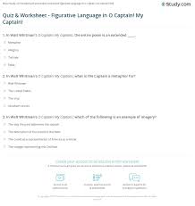 Our fearful trip is done; Quiz Worksheet Figurative Language In O Captain My Captain Study Com