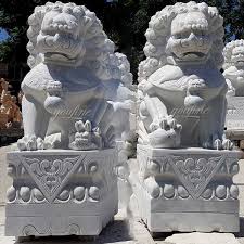 Life Size Marble Chinese Foo Dog Garden