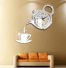 c coffee cup teapot 3d diy wall clock