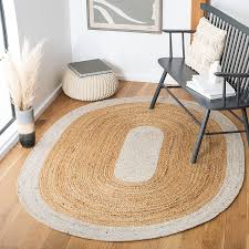 white cotton with natural jute oval