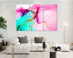 Turquoise And Purple Abstract Art Decor
