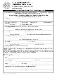 texas form cosmetology license fill