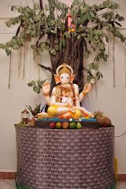 ganpati decoration at home with flowers