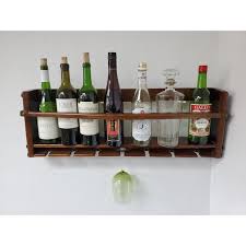 Mpg 8 Bottle Walnut Colored Wall Mounted Oak Wine Rack Brown
