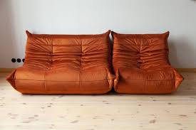 amber orange velvet togo sofa lounge