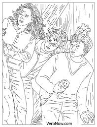 This is a page from a harry potter coloring book. Qnoqm Xhw Atdm