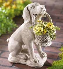 Basket Garden Statue Garden Dog Statue