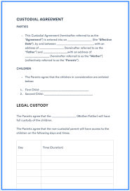 free custody agreement template