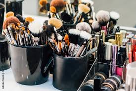 makeup artist and cosmetics stock photo