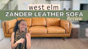 west elm zander leather sofa 2 months