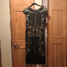 Long Gatsby Style Dress With Gold Sequins Nwt