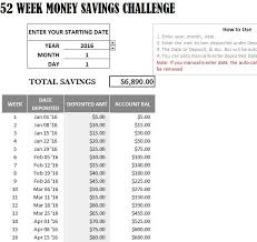 52 week money savings challenge
