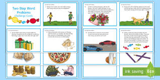 Two Step Word Problems Challenge Cards