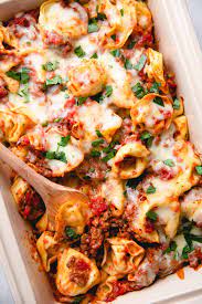 baked cheese tortellini with meat sauce