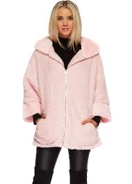 Baby Pink Fluffy Faux Fur Hooded Jacket
