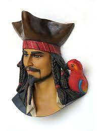 pirate head with bird wall decor pirate