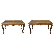 carved gany gl top console table