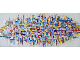 abstract color block painting 28 x 12