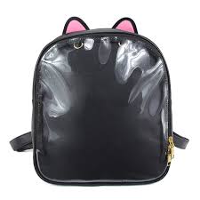 Bring this backpack with you for a walk, where you can put your toys or food inside. Ita Bag Black Transparent Cat Ear Backpack Harajuku Purse Traveler Bag Girls Book Bag