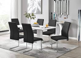 Carl hansen and son ch338 dining table from $5,445.00. Imperia 6 Modern White High Gloss Dining Table And 6 Stylish Lorenzo Dining Chairs Set Dining Table 6 Black Lorenzo Chairs Amazon Co Uk Home Kitchen