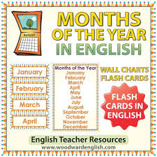 English Months Of The Year Flash Cards Charts