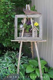 Rustic Garden Art Easel With Hostas