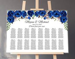 Blue Wedding Seating Chart Template Boho Chic Floral Wedding Table Plan Royal Blue Wedding Seating Plan Editable Pdf A016