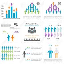Vector Infographic People Icons Graphs Charts Demographic Collection