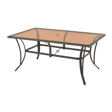 Riverbrook Espresso Brown Rectangular Glass Top Steel Outdoor Patio Dining Table