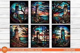 Lighthouse Stained Glass Afbeelding