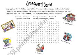 crossword ping esl worksheet by