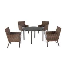Taupe Wicker Outdoor Patio Dining Set