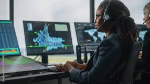 female air traffic controller with