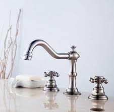 Constructed of solid brass, ensuring durability and dependabilty. Sccot 8 16 Inch Bathroom Faucet Brushed Nickel 2 Handle 3 Hole Bathroom Sink Faucet Solid Bathroom Faucets Brushed Nickel Bathroom Sink Taps Bathroom Faucets