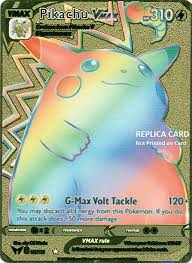 Detailing all effects of the card Amazon Com Pikachu Vmax Rainbow Gold Metal Custom Pokemon Card Tcg Ccg Replica Toys Games