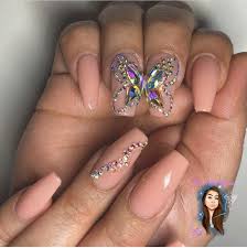 dazzling coffin nails with rhinestones